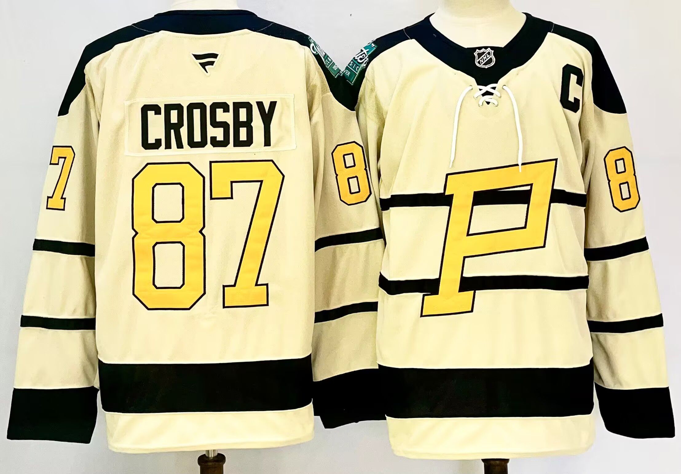 Men Pittsburgh Penguins #87 Crosby Cream 2025 Home Premier Player NHL Jersey->pittsburgh penguins->NHL Jersey